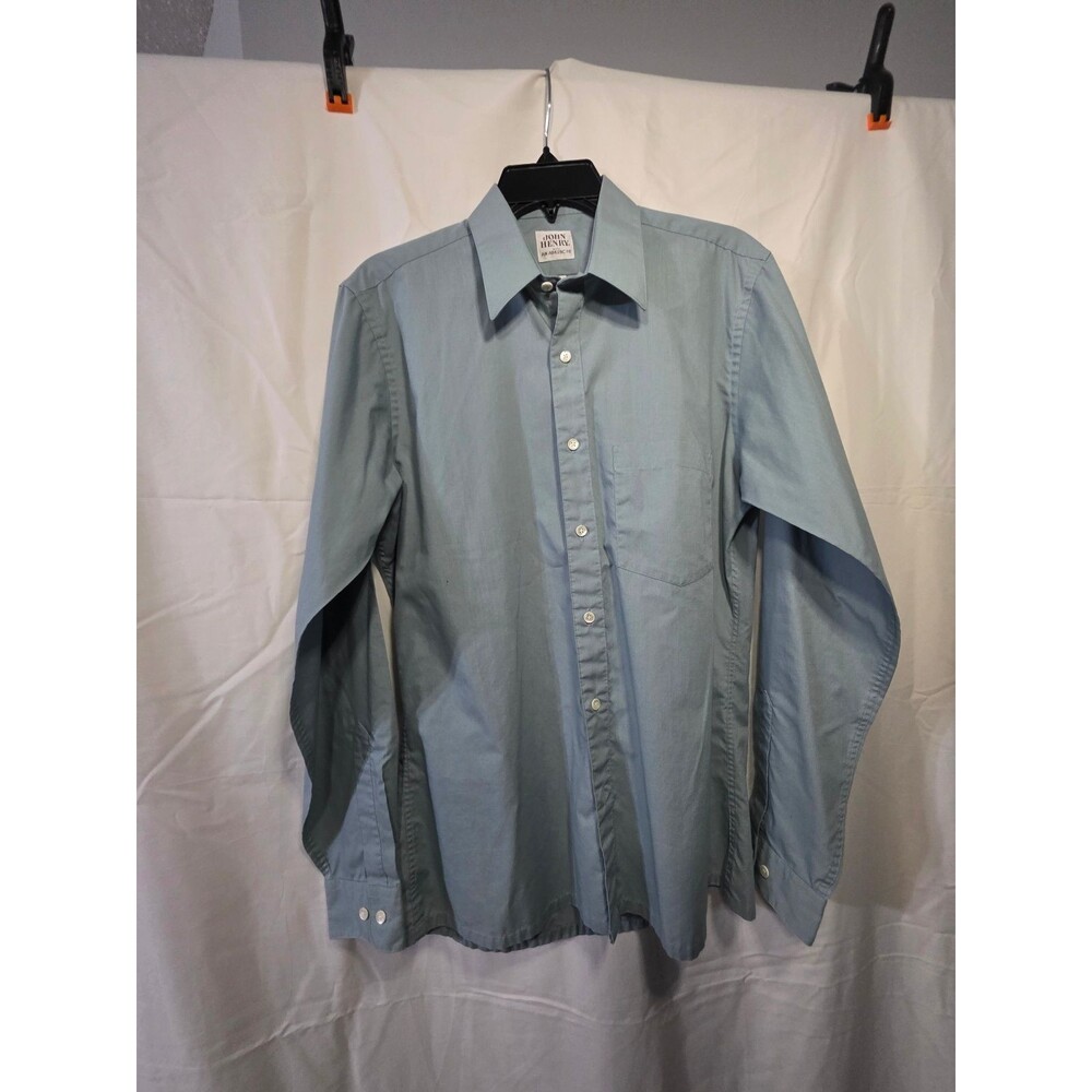 John Henry Men's Dress Shirt Athletic Fit 15 1/2 34/35 Light Blue Long Sleeve